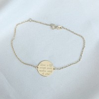 Bratara lant dama cu banut 14 mm si gravura text - din aur 14K Bratara lant dama cu banut 14 mm si gravura text - din aur 14K