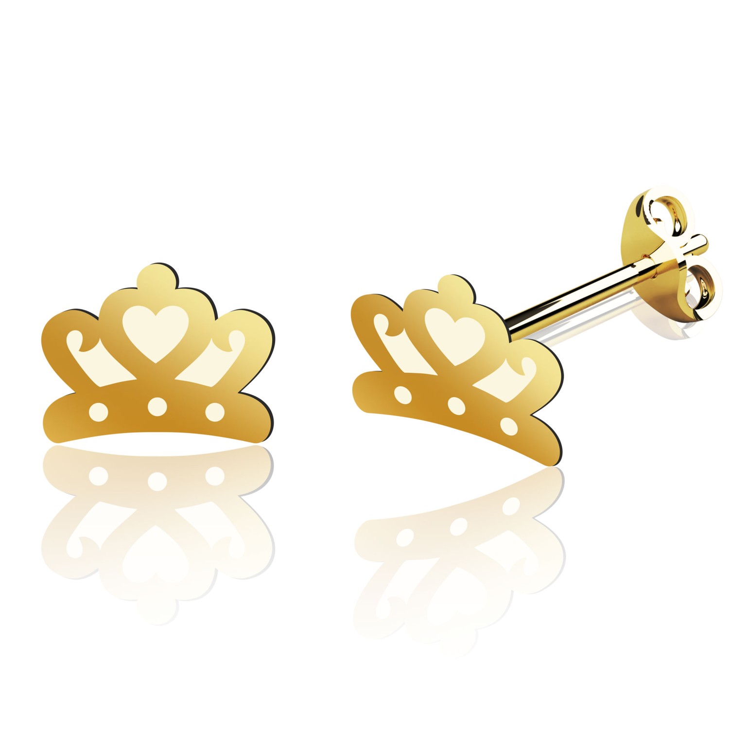 Cercei din aur galben 14k model coroana - pentru dama