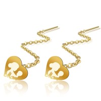 Cercei lungi din argint cu lănțișor – model mama si bebe - placați cu aur galben sau roz 14k Cercei lungi din argint cu lănțișor – model mama si bebe - placați cu aur galben sau roz 14k