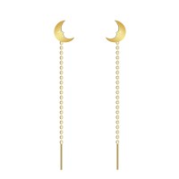 Cercei lungi din argint cu lănțișor – model semiluna placati cu aur galben sau roz 14k Cercei lungi din argint cu lănțișor – model semiluna placati cu aur galben sau roz 14k