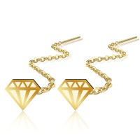 Cercei lungi din argint cu lănțișor – model diamant - placați cu aur galben sau roz 14k Cercei lungi din argint cu lănțișor – model diamant - placați cu aur galben sau roz 14k