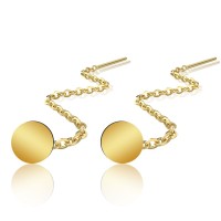 Cercei lungi din argint cu lănțișor – model banut placati cu aur galben sau roz 14k Cercei lungi din argint cu lănțișor – model banut placati cu aur galben sau roz 14k
