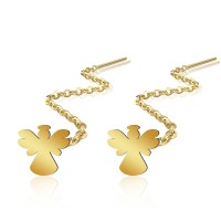 Cercei lungi din argint cu lănțișor – model îngerași placați cu aur galben sau roz 14k Cercei lungi din argint cu lănțișor – model îngerași placați cu aur galben sau roz 14k
