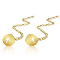Cercei lungi din argint cu lănțișor – model pasare pe ramura placați cu aur galben sau roz 14k Cercei lungi din argint cu lănțișor – model pasare pe ramura placați cu aur galben sau roz 14k