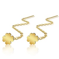 Cercei lungi din argint cu lănțișor – model trifoi placați cu aur galben sau roz 14k Cercei lungi din argint cu lănțișor – model trifoi placați cu aur galben sau roz 14k