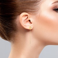 Cercei lungi din argint cu lănțișor – model trifoi placați cu aur galben sau roz 14k