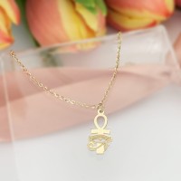 Lantisor cu simbol egipt - ochiul lui horus si ankh-ul - aur 14k Lantisor cu simbol egipt - ochiul lui horus si ankh-ul - aur 14k