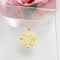 Lantisor banut 18 mm aur galben, alb sau roze 14K - personalizat cu gravura