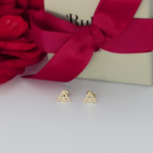 Cercei triunghi decupat aur galben, alb sau roz 14K pentru dama