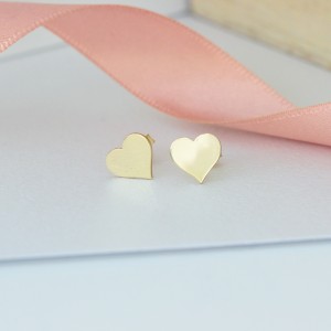 Cercei cu inima din aur galben, alb sau roz 14K - pentru dama