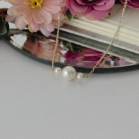Lantisor cu perle swarovski creamrose - aur galben, alb sau roze 14k