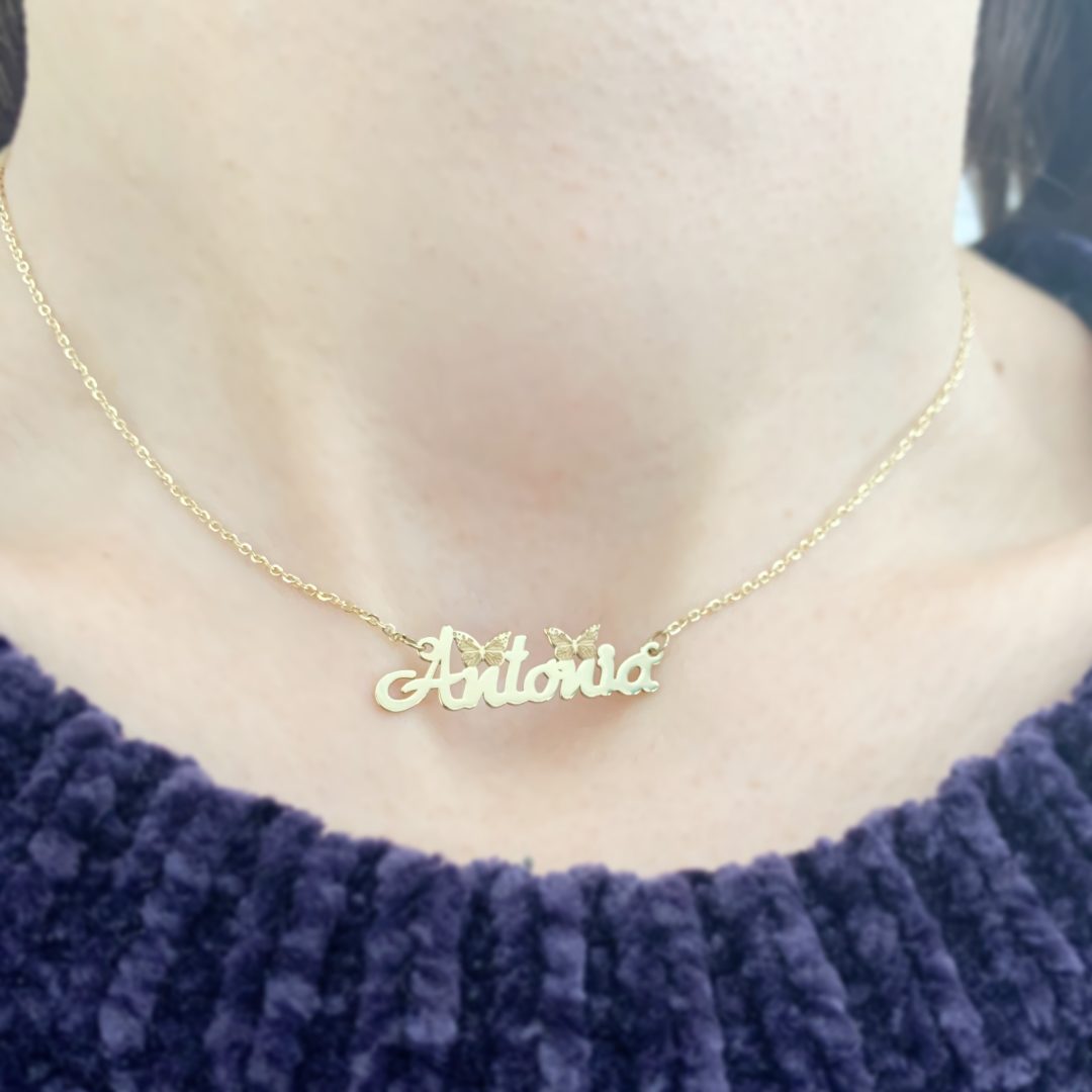 Lantisor personalizat cu nume - aur galben, alb sau roze 14K - 2 | YEO